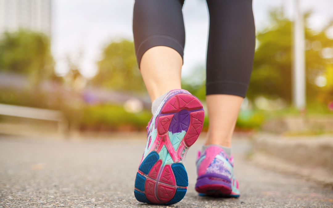 athletic shoe on runner's foot
