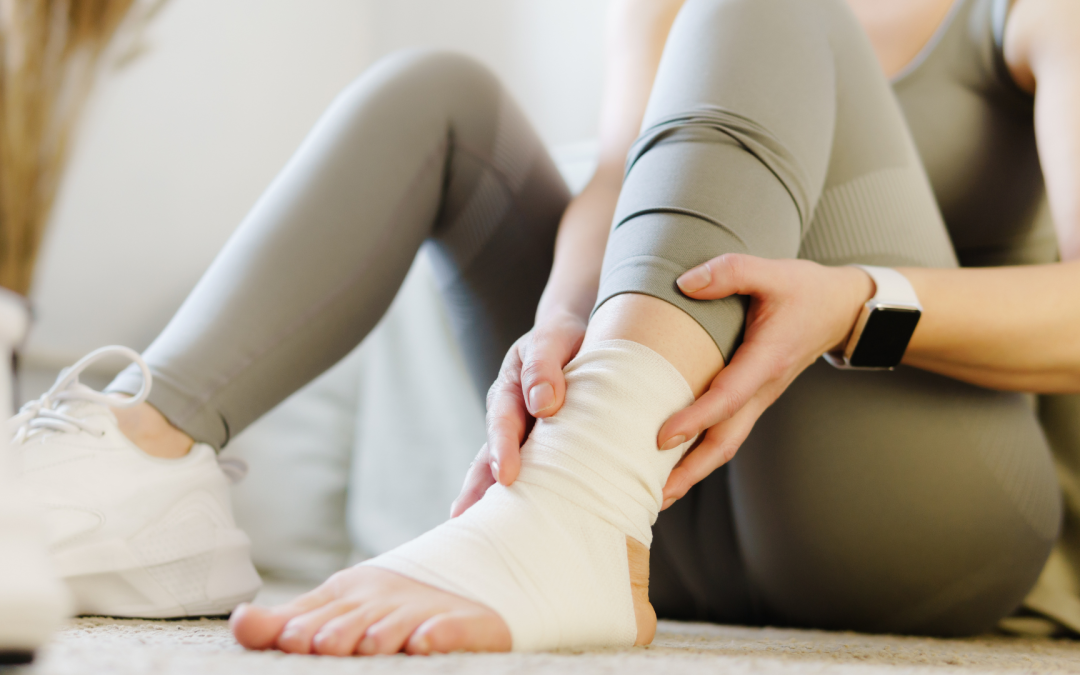 lady with twisted ankle sprain